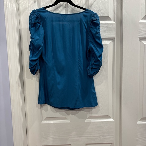Ann Taylor Blue Gathered Sleeve Blouse - Picture 5 of 6